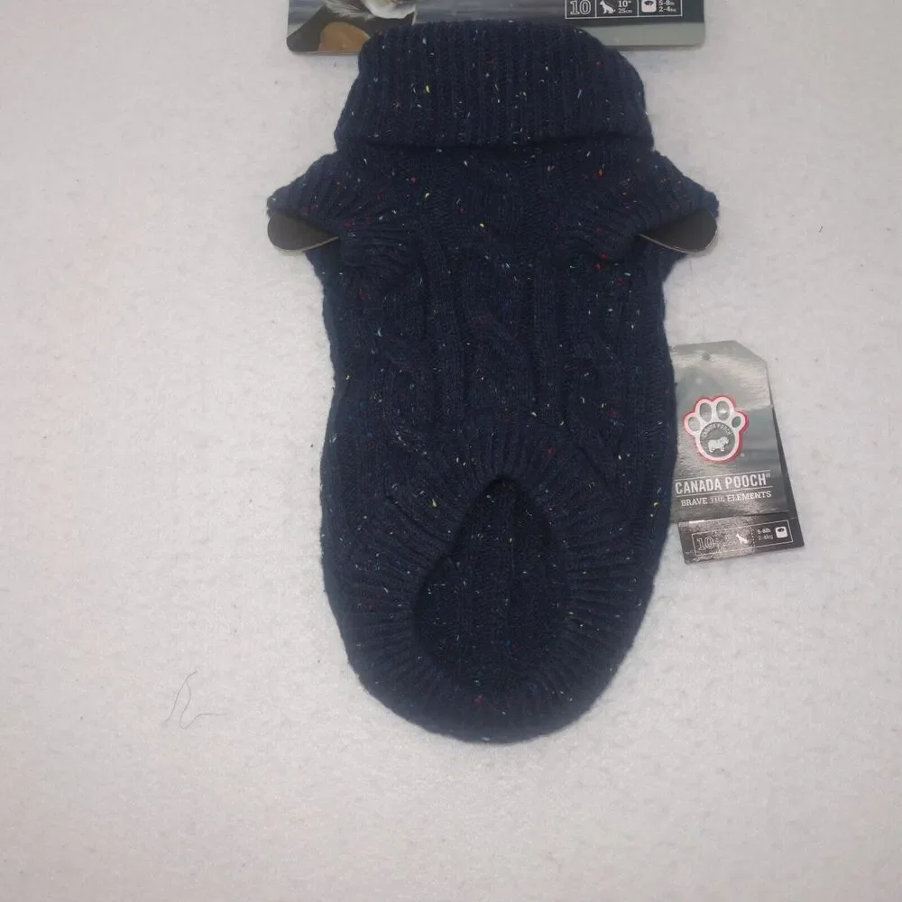 NEW Canada Pooch Brave the Elements Cambridge Cableknit Sweater Blue 10